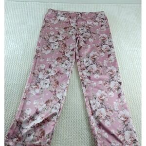 Rachel Zoe Satin pajama Women's size large  Pink Tropical Floral Pull On